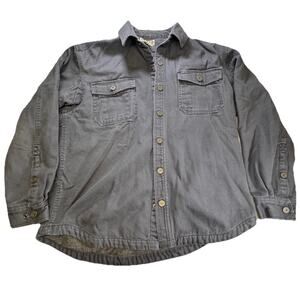 Duluth Trading Chore Jacket Mens Large Grey Firehose ShirtJacket Fleece Lined